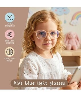 Kids Blue Light Blocking Glasses for Children - Pink Frame